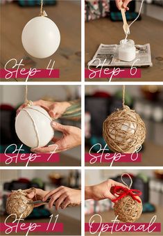 steps to make an ornament out of rope and ball ornaments for christmas tree decorations