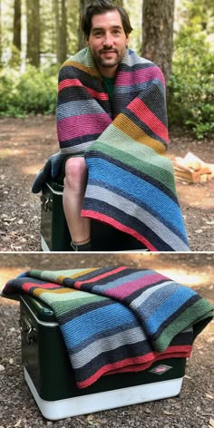 Campfire Blanket Free Knitting Pattern Modern Knit Blanket, Campfire Blanket Pattern, Sampler Knitted Blanket, Campfire Blanket Crochet, Knit Lap Blanket Pattern, Sampler Blanket Knitting Pattern, Modern Knit Blanket Pattern, Knitted Sampler Blanket Free Pattern, Striped Knit Blanket