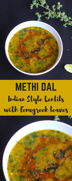 Vegetarian Protein recipes - Methi Dal is a simple dish of yellow lentils (tur dal) and fresh methi (fenugreek leaves), gently spiced with fresh ginger, garlic and garam masala powder. A bowl of methi dal with steaming hot rice and ghee spells comfort food in every possible way! Vegetarian Protein Recipes, Methi Recipes, Butter Naan, Garam Masala Powder, Dal Tadka, Yellow Lentils, Jeera Rice, Easy Curry, Easy Indian Recipes