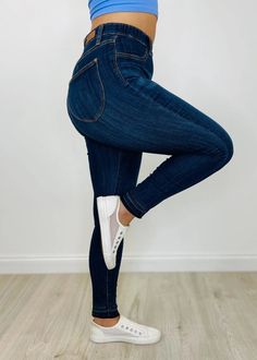 Introducing Our Judy Pull-On Slim Denim Jeans: These Stretchy Pull-On Slim-Fit Jeans! This denim offers the perfect balance between comfort and style. Women can't get enough of the flattering fit that accentuates your curves in just the right manner. Featuring a high waist and a stylish release hem, Don't miss out on them while they're available! Utilizing core control technology to help hold in the midsection and create a more streamlined silhouette, which is a flattering and comfortable fit to High-rise High-stretch Denim Pants, High Rise High Stretch Denim Pants, High Stretch High Rise Denim Pants, High Stretch High Waist Dark Wash Jeans, Casual High Stretch Denim Jeggings, Dark Wash Stretch Denim Pants, High Stretch Denim Jeggings, Casual Style, Stretch Denim Pants In Dark Wash, Casual High Waist High Stretch Jeans