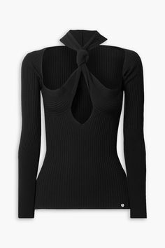 Find ATTICO Cutout Knotted Ribbedknit Sweater on Editorialist. Sweater ribbed-knit knotted cutout slips on mid-weight knit machine wash or dry clean made in italy Knot Sweater, Knit Machine, The Attico, Knitwear Fashion, Detailed Sweater, Chanel Fashion, Ribbed Knit Sweater, Red Outfit, Sweater Sale