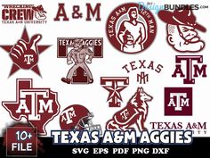 texas a & m football team decals and stickers are shown in this image