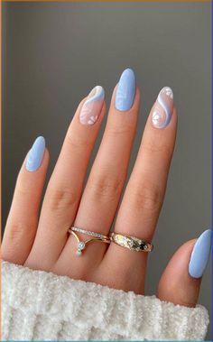 Light Blue Nail Designs, Mint Green Nails, Green Acrylic Nails, Green Nail Art, Green Nail Designs, Nail Design Inspiration, Blue Nail Designs