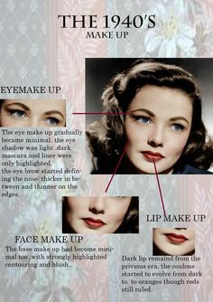 Maquillage Pin Up, 40s Makeup, 1940s Makeup, Vintage Makeup Looks, 1940s Hairstyles, Retro Makeup, Simple Eye Makeup, Vintage Makeup, 1940s Fashion