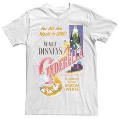 a white t - shirt with an image of cinderella