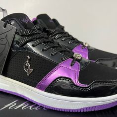 Size 6 Baby Phat Purple And Black Womens Shoes New Phit N Phat, Baby Phat 2000s Aesthetic, Black Womens Shoes, Baby Phat 2000s, Baby Phat Runway, Baby Phat Jacket, Baby Phat Shoes, Red High Tops, Black Y2k