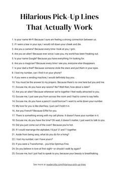 Hilarious Pick Up Lines Printable Hilarious Pick Up Lines, 365 Jar, Flirty Questions