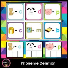 the phonice deltion game with pictures of animals and letters