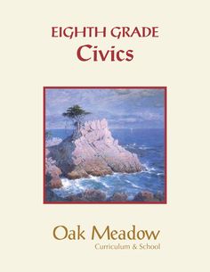 an image of the cover of eighth grade civics, with water and rocks in the background