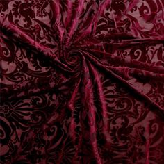 Master Curtains, Burgundy Aesthetic, Scarlet Witch Cosplay, Burnout Fabric, Velvet Burnout, Burnout Velvet, Deep Plum, Holiday Fabric, Burgundy Velvet