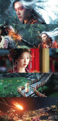 the movie poster shows two people in different scenes, one with long hair and another with white