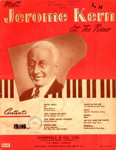 an old sheet music cover with a man in a suit and tie on it's side