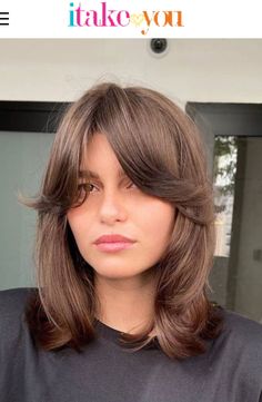 Brown Bob Haircut, Long Layered Bob Hairstyles, Long Bob With Bangs, Long Layered Bob, Tan Skin Blonde Hair, Layered Bob Haircuts, Bangs For Round Face, Short Brown Hair, Bob Haircut With Bangs