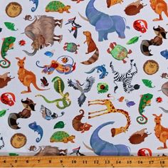 a white background with many different animals on it