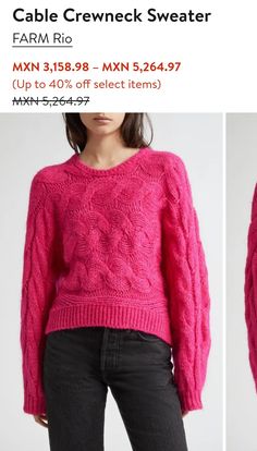 Stylish Knitwear, Ryan Roche, Knit Art, Fisherman Sweater, Pink Fits, Hottest Fashion Trends, Sweaters Crewneck