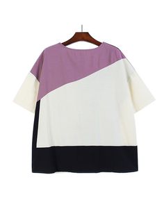 color: black blue purrple Tops Type: Tees Style: Casual Sleeve Style: Regular Sleeve Length(cm): Short Season: All season Pattern Type: Solid Item Type: Tops Gender: WOMEN Fabric Type: JERSEY Elasticity: Slight Stretch Collar: O-Neck Clothing Length: Regular Purple Color Block, Summer Blue, Casual T Shirt, Fashion Tees, Casual T Shirts, Sleeve Styles, Black Blue, Color Block, Casual Women