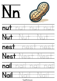 the letter n worksheet for handwriting