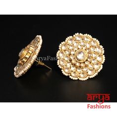 Bridal Kundan Pearl Flower Sabyasachi Stud Earrings Elegant Jhumkas With Gota Work, Traditional Pearl Earrings For Formal Occasions, Traditional White Pearl Earrings With Stone Work, Elegant Wedding Pearl Earrings With Cutdana, Bridal Earrings With Gota Work For Wedding, Traditional Hand Set White Pearl Earrings, White Meenakari Pearl Earrings For Weddings, Traditional White Hand-set Pearl Earrings, Traditional Hand Set Kundan Pearl Earrings