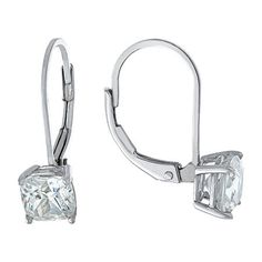 Features: Nickel FreeEarring Back: Lever BackShape: SquareStone: Cubic ZirconiaMetal Color: WhiteEarring Length: 18.8mmEarring Width: 5.9mmMetal: Sterling SilverCare: Wipe CleanStone Type: 2 Cubic ZirconiaCountry of Origin: Imported Rectangular Cubic Zirconia Earrings, Sterling Silver Asscher Cut Earrings With Diamond Accents, Silver Cushion Cut Diamond Earrings With Prong Setting, Classic Square Cubic Zirconia Jewelry, Square Cut White Gold Earrings Fine Jewelry, White Gold Square Cut Diamond Cut Earrings, Classic Silver Diamond Earrings With Lever Back, Silver Rectangular Cubic Zirconia Earrings, Rectangular Prong Setting Earrings