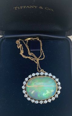 TIFFANY & CO 18K YELLOW GOLD , PLATINUM , DIAMOND & 44CT OPAL PENDANT /BROOCH | eBay Opal Brooch, Art Deco Jewelry 1920s, Antique Tiffany, Latest Obsession, Pendant Brooch, Art Deco Jewelry, Opal Pendants, Antique Shops, Opal Jewelry