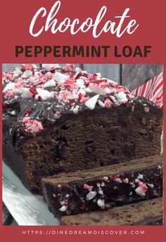 chocolate peppermint loaf with text overlay