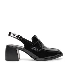 Black Patent Slingback Mules, Patent Loafers, Heeled Loafers, Lug Sole, Mule, Clothing And Shoes, Leather Upper, Loafers, Things To Sell