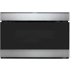 a stainless steel oven is shown with the door open and it's light on