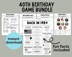 the birthday game bundle includes games, instructions and printables