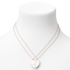 Best Friends White Split Heart Pendant Necklaces - 2 Pack, Friend Things, Bff Jewelry, Bff Necklaces, Best Friend Necklaces, Fashionable Jewelry, Friend Necklaces, Jewelry And Accessories, Heart Pendant Necklace, Heart Pendant