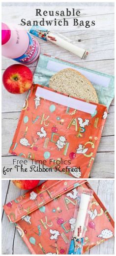 the reusable sandwich bag is made from an old school lunch bag and has been used