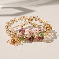 Product ID: JW4497 
 Feature: Elastic 
 Size: One size fits most 
 Material: Swarovski crystal, brass 
 Suitable Wrist Circumference: 15-16.5 cm 
 Package list: 1 bracelet, in choice of color Crystal Faceted Beads Bracelet Jewelry, Gold Faceted Crystal Bracelet, Crystal Bracelet With Faceted Beads, Faceted Crystal Bracelet For Jewelry Making, Multicolor Crystal Jubilee Bracelet, Faceted Gold Crystal Bracelet, Adjustable Jeweled Crystal Bracelets, Adjustable Crystal Jeweled Bracelets, Crystal Faceted Beads Bracelet