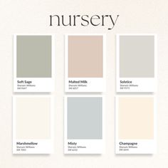 the color palettes for nursery nurse's room are neutral, soft and warm