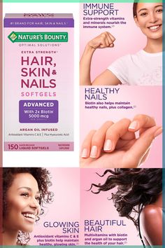 SUPPORTS BEAUTIFUL HAIR, GLOWING SKIN, AND HEALTHY NAILS: Hair, Skin & Nails Rapid Release Softgels contain biotin, vitamins, minerals, antioxidants and other nutrients consistently found in healthy hair, skin, and nails.-Argan-Infused Vitamin Supplement with Biotin and Hyaluronic Acid, Supports Hair, Skin, and Nail Health for Women, 150 Count. #healthyhair #healthyskin #healthynails #vitamins #glowingskin #beautifulhair #amazonfinds #amazonmusthave #amazon #amazondeals #amazonprime Nature's Bounty Hair Skin And Nails, Natures Bounty, Hair Skin And Nails, February Nails, Nail Care Tips, Brittle Nails, Nature's Bounty, Skin Nails