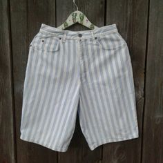 "80s Vintage shorts for woman  Summer clothing  Deadstock Blue White Striped  Clothes Festival Mom jean Denim jeans womens  Size S or M  High Waist Clothes Festival Size S High Waist Measurements: Waist 28\", 71cm hips 40\", 101cm Length 22\", 56 cm" Vintage Straight Leg Cotton Shorts, Vintage Cotton Straight Leg Shorts, Vintage Denim Jean Shorts For Summer, Retro Style Medium Wash Shorts For Summer, 90s Style Cotton Straight Leg Shorts, 90s Style Straight Leg Cotton Shorts, Retro Medium Wash Shorts For Summer, Vintage Light Wash Jeans For Summer, Retro Cotton Jean Shorts For Summer