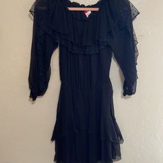 Gorgeous Intricate Parker Nwt Dress Sz Xs Lace Detail With Long Sleeves And Cute Ruffle At Wrist And Skirt Soft Lace With Black Under Layer New With Tag Size Xs Shell:100% Silk Combo:100% Nylon Lining:100% Polyester 34” Length 32” Bust Black Tiered Dress, Long Sleeve Babydoll Dress, Ruffle Long Sleeve Dress, Burnout Velvet Dress, Velvet Dress Long, Blue Silk Dress, Velvet Cocktail Dress, Parker Dress, Long Sleeve Cocktail Dress