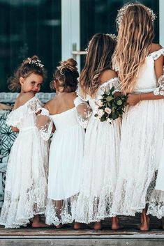 Dressed In White, Boho Flower Girl, Bridesmaid Dresses Boho, Wedding Dress Guide, Boho Bridesmaid, Wedding Flower Girl Dresses, Dress Guide, Flower Girl Dress Lace, Wedding Forward