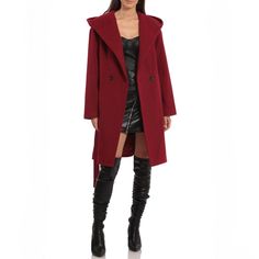 Avec Les Filles Hooded Twill Wrap Coat In Maroon (No Belt) Nordstrom Cut Off Tag Size Xl Reg Look Polished On The Go In This Timelessly Chic Wrap Coat With An Expansive Hood For Blustery Days And Handwarming Welt Pockets. 38 1/2" Length (Size Medium) Double-Breasted Button Closure Fixed Hood Shawl Collar Lined 46% Polyester, 29% Acrylic, 9% Wool, 9% Rayon, 5% Nylon, 2% Cotton Dry Clean Imported Item # 6236110 Belt Is Not Included Casual Burgundy Winter Outerwear, Red Winter Outerwear With Adjustable Hood, Hooded Burgundy Outerwear For Winter, Hooded Wool Coat With Pockets For Winter, Red Outerwear With Detachable Hood For Fall, Hooded Burgundy Outerwear For Fall, Fall Hooded Jacket With Detachable Hood, Fall Solid Hooded Jacket With Detachable Hood, Burgundy Hooded Outerwear For Winter