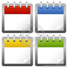 four calendars with different colors