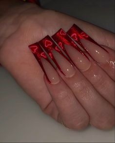 Red Acrylic Nails, Long Acrylic Nails Coffin, Acrylic Nails Coffin Pink, Long Square Acrylic Nails, Red Nail, Bling Acrylic Nails