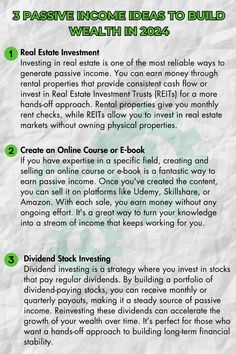 an info sheet describing the benefits of investing in real estate