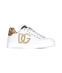 Dolce & Gabbana Portofino Sneakers | italist Luxury Leather Sneakers With Metallic Logo, Luxury Gold Sneakers With Metallic Logo, Gold Luxury Sneakers With Metallic Logo, Luxury Calf Leather Sneakers With Logo Plaque, Luxury Calf Leather Sneakers, Designer Leather Sneakers With Logo Plaque, Luxury Leather Sneakers With Logo Plaque, Chic Gold Leather Sneakers, Dolce And Gabbana