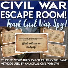 This escape room is so much fun! The students will solve four clues that lead them to find a real Civil War Confederate spy (Rose Greenhow). All of the clues are editable, so you can revise and make this perfect for your own classroom. This lesson has students practice decoding skills, close reading, and point of view. Teacher Bujo, Breakout Boxes, Close Reading Activities, Middle School History, American History Lessons, 5th Grade Social Studies, 8th Grade Ela, Station Activities, Ren Fest