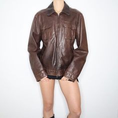 90s Oversized Brown Leather Jacket (L/XL) Oversized Brown Leather Jacket, Jacket Fits, Cocoa Brown, The 1990s, Fall Coat, Brown Leather Jacket, Brown Jacket, Large Bust, Banana Republic