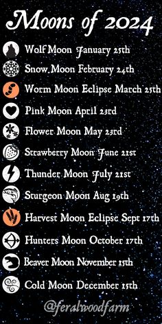 All of the full moon dates and traditional moon names for 2024! Check out my blog for information on the meaning behind each moon, tarot spreads, and more! Moon Meaning, Moon Names, Moon Reading, New Moon Rituals, Moon Rituals, Wiccan Magic, Magic Spell Book, Full Moon Ritual, Witch Spirituality