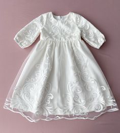 Baptism dress with long sleeves and skirt. The length of the skirt is 15,6 inches (40 centimeters) Fabric-natural cotton. Colour is ivory. The price is only for the dress. If you want to order matching bonnet, please, use the link: https://www.etsy.com/listing/1275123788/baptism-hat-baptism-bonnet-christening?click_key=ce594e7daf8be5c34091f19e27a4239c2ae1f68a%3A1275123788&click_sum=00e53fc3&ref=shop_home_active_1&frs=1&sts=1 Wash & care instructions: *Washing in cold water by hand. Only air dryi Long Sleeves And Skirt, Dress For Baby Girl, Blessing Dress, Baptism Gown, Dress For Baby, Christening Gown, Baptism Dress, Girl Christening