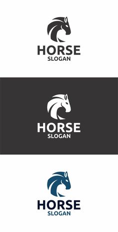 the horse logo is shown in three different colors