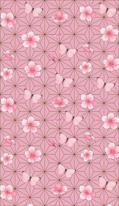 a pink background with white flowers on it