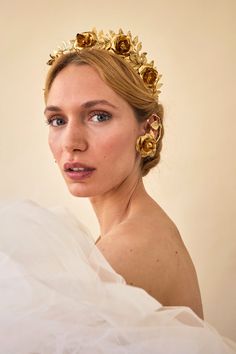 Gold Flower Crown, Ivy Crown, Catherine De Medici, Black Tie Optional, Hair Acessories, Glam Boho, Halo Headband, Roman Style, Headband Jewelry