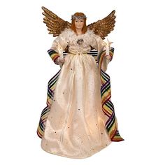 UL2244 Holiday/Christmas/Christmas Ornaments and Tree Toppers Christmas Tree Toppers Lighted, Angel Christmas Tree Topper, Angel Figure, Rainbow Ribbon, Angel Tree Topper, Festive Decoration, Wreath Home Decor, Tree Garland, Angel Tree