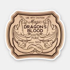 the dragon's blood label sticker is shown on a white background with brown lettering